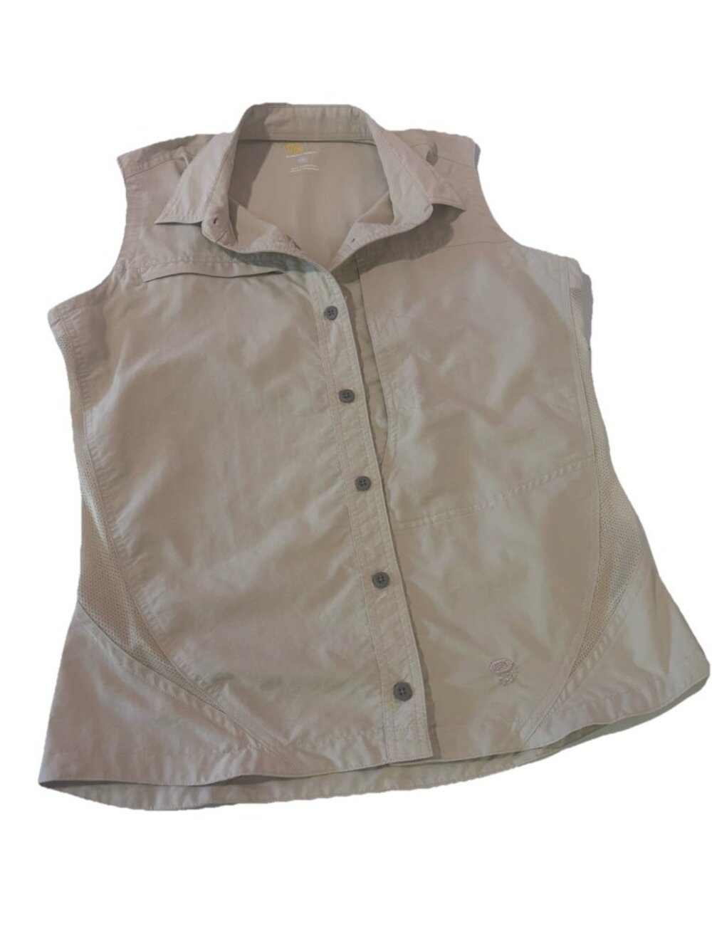 Mountain HardWear Sleeveless Tan Khaki Colored Button Down Sz 10 Hiking Tank Top